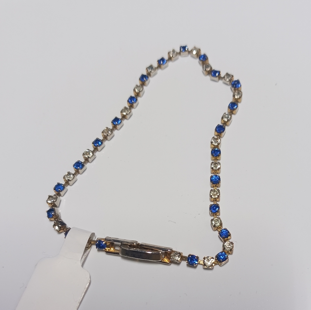 Blue and silver tennis bracelet